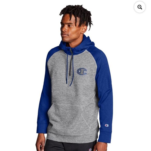 Champion Stadium Fleece Quarter Zip Hoodie, Clear Gloss C Logo large - Picture 1 of 12
